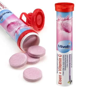 قرص جوشان میولیس با طعم بری ویتامین سی و آهن 20 عددی Mivolis Eisen + Vitamin C