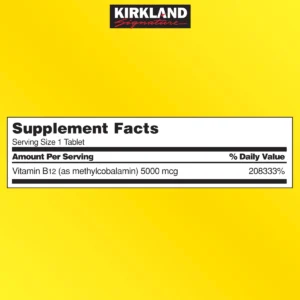 ویتامین ب 12 کرکلند 5000 میکروگرم 300 عدد Kirkland B12 (جذب سریع)
